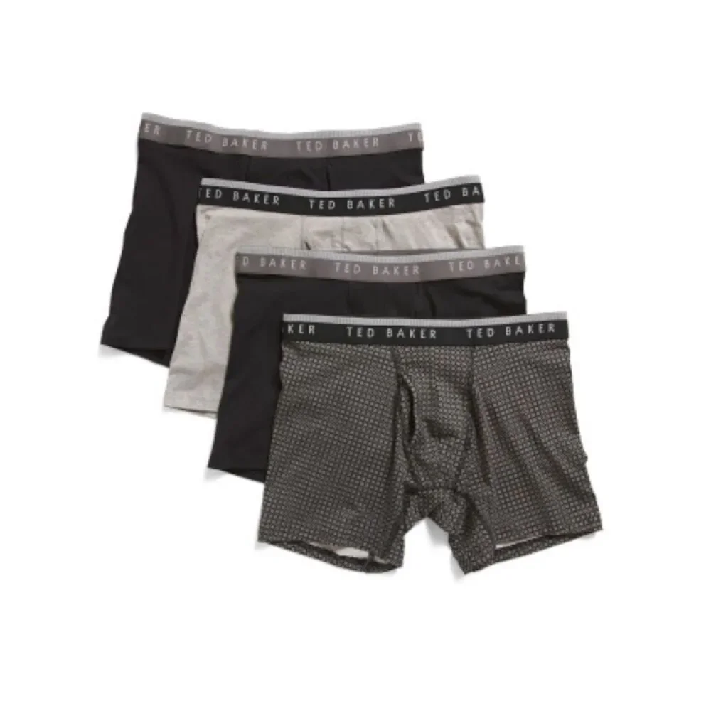 Ted Baker 4 Pack Soft Cotton Stretch Black Gray Boxer Briefs